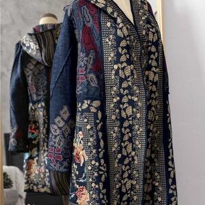 Paparazzi Womens Multicolor Floral Embroidered Knitted Cardigan Sweater Size L